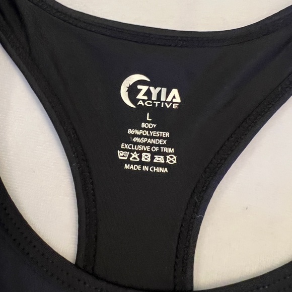 L ZYIA active comfort Sports Bra Black Large Racerback Unlined Unpadded Sportsw - Picture 4 of 6